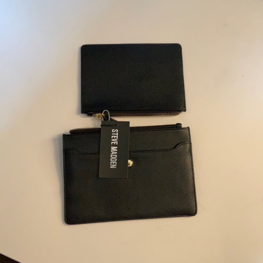Steve Madden Wristlet and Card Wallet Set | Black